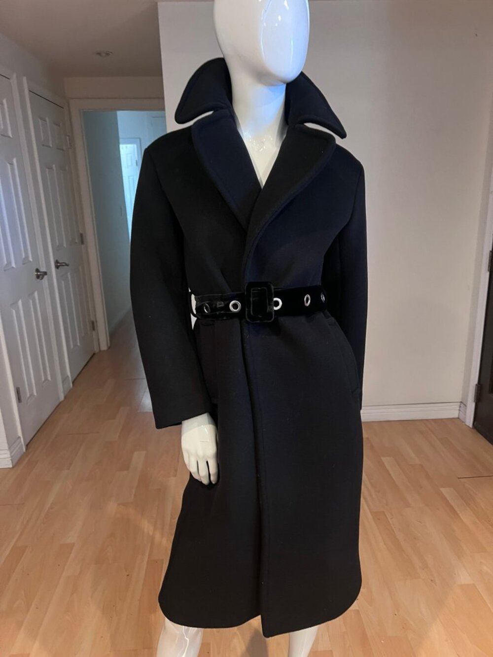$875 SANDRO BELTED WOOL BLEND COAT SIZE 36 / 4 US XSMALL